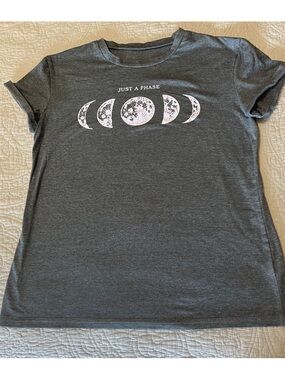 Just a Phase Women's Graphic Tee - Heathered Green Moon Phases